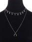 Fashion Silver Color Moon Pendant Decorated Double Layer Necklace