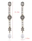Fashion Antique Gold Diamond&pearl Decorated Long Earrings