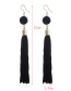 Fashion Black Tassel Pendant Decorated Long Earrings