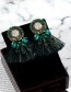 Fashion Dark Green Diamond Decorated Tassel Earrings