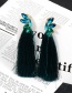 Fashion Dark Green Tassel Decorated Pure Color Earrings