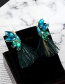 Fashion Gray Oval Shape Diamond Decorated Tassel Earrings