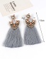 Fashion Gray Geometric Shape Diamond Decorated Tassel Earrings
