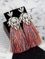 Fashion Black Oval Shape Diamond Decorated Tassel Earrings
