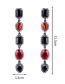 Trendy White+black Gemstone Decorated Long Earrings