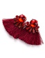 Trendy Red Diamond Decorated Tassel Earrings