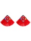 Vintage Red Diamond Decorated Tassel Earrings