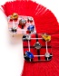 Vintage Red Diamond Decorated Tassel Earrings