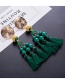 Exaggerated Blue Beads Decorated Long Tassel Earrings