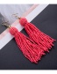 Exaggerated Pink Pure Color Design Tassel Design Beads Earrings