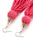 Exaggerated Blue Pure Color Design Tassel Design Beads Earrings
