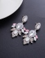 Exaggerated Silver Color Oval Shape Diamond Decorated Earrings
