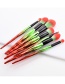 Trendy Red+green Color Matching Decorated Cosmetic Brush(7pcs)