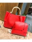 Fashion Red Pure Color Decorated Handbag(2pcs)