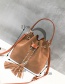 Fashion Brown Tassel Decorated Bucket Shape Shoulder Bag