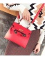 Fashion Red Square Shape Buckle Decorated Shoulder Bag