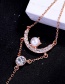 Fashion Rose Gold Diamond&pearl Decorated Simple Necklace
