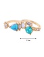 Fashion Gold Color+blue Geometric Shape Diamond Decorated Ring(2pcs)