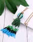 Fashion Green+blue Beads Decorated Long Tassel Necklace