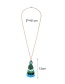 Fashion Green+blue Beads Decorated Long Tassel Necklace