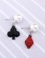 Fashion Red+black Poker Shape Pendant Decorated Earrings (4pcs)