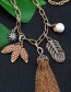 Fashion Gold Color Feather&tassel Pendant Decorated Necklace