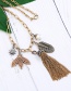 Fashion Gold Color Feather&tassel Pendant Decorated Necklace