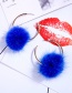 Fashion Blue Fuzzy Ball Decorated Pure Color Earrings