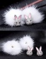 Fashion White+pink Rabbits Decorated Pom Earrings