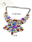 Fashion Blue+champagne Water Drop Shape Decorated Necklace