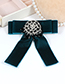 Fashion Sapphire Blue Bead Decorated Bowknot Brooch