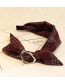 Lovely Claret Red Grid Pattern Decorated Bowknot Design Hair Hoop