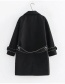 Fashion Black Pure Color Decorated Thicken Coat