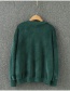 Fashion Green Embroidery Letter Decorated Round Neckline Sweater