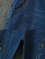 Fashion Blue Stars Pattern Decorated Simple Jeans