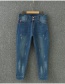 Fashion Blue Pure Color Decorated Thicken Jeans