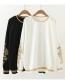 Fashion Black Embroidery Flowers Decorated Sweater