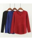 Fashion Black Heart Shape Neckline Design Pure Color Sweater