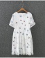 Fashion White Bee Pattern Decorated Double Layer Design Dress