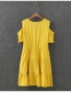 Fashion Yellow Pure Color Decorated A Shape Desing Dress