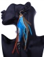 Fashion Blue Feather Pendant Decorated Simple Earrings