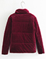 Fashion Claret Red Pure Color Decorated Thicken Padded Clothes