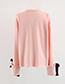 Fashion Pink Bowknot Decorated Long Sleeves Blouse