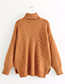 Fashion Coffee Pure Color Decorated High-neckline Sweater