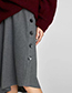 Fashion Gray Buttons Decorated Pure Color Asymmetric Skirt