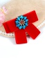 Trendy Red Flower Shape Design Bowknot Brooch