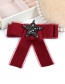 Trendy Claret Red+white Pentagram Decorated Bowknot Brooch