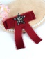Trendy Claret Red+black Pentagram Decorated Bowknot Brooch