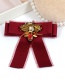 Trendy Claret Red Dragonfly Shape Design Bowknot Brooch
