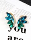 Fashion Blue+green Oval Shape Diamond Decorated Earrings